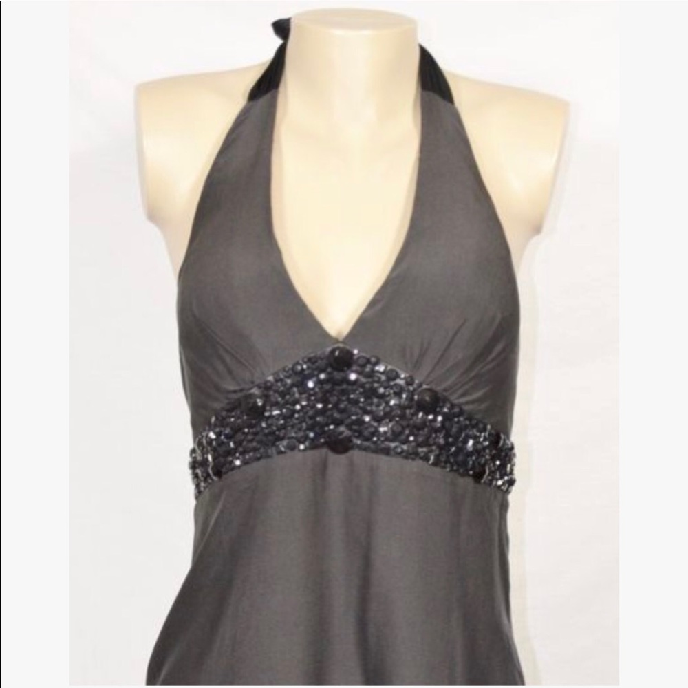 Black beaded silk halter-top WHBM cocktail dress
